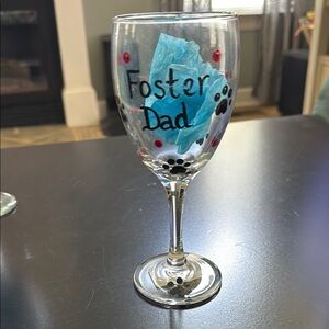 Foster Dad Wine Glass with Decorative Dots
